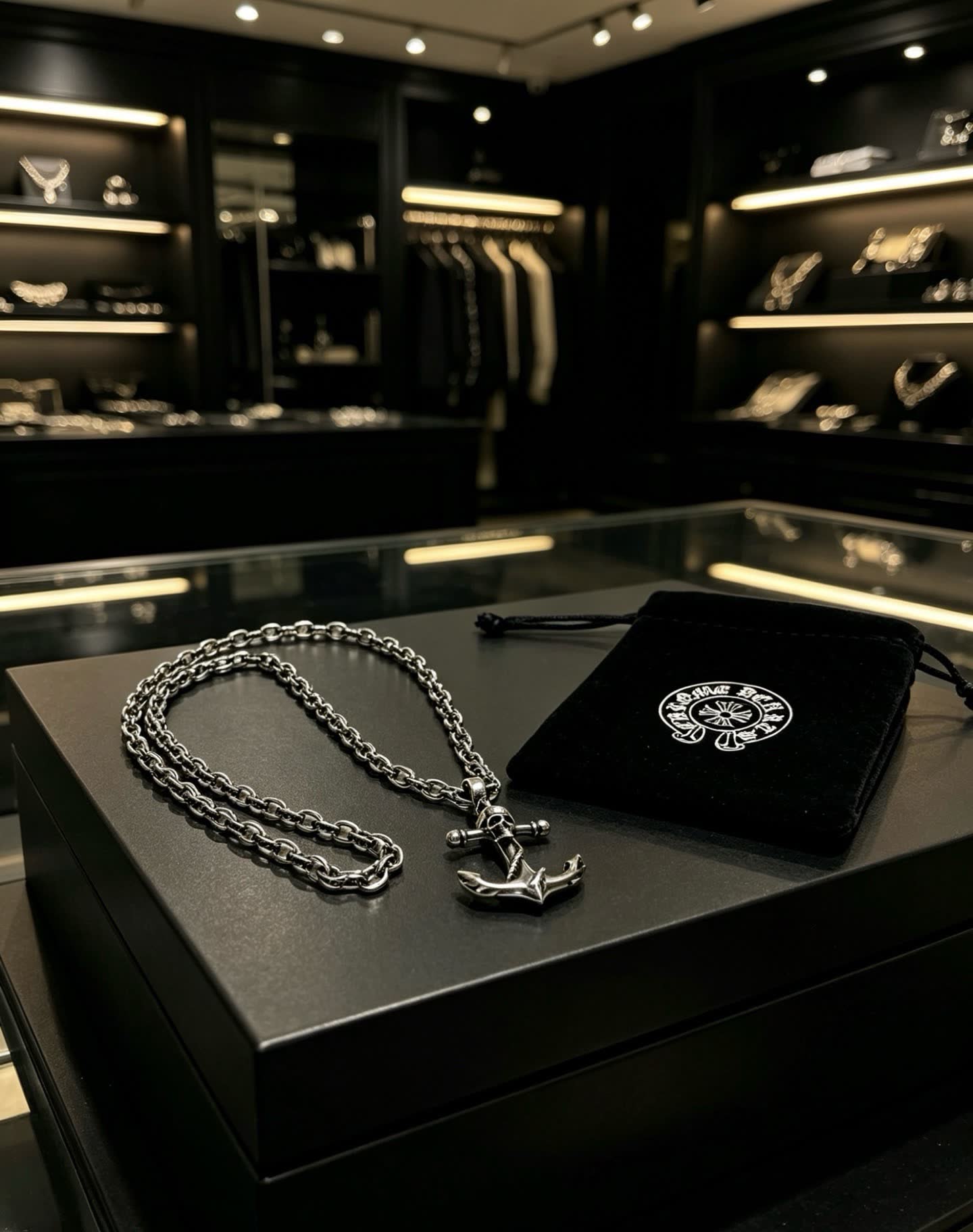 Chrome Hearts Come Bede Anchor Pendant Necklace